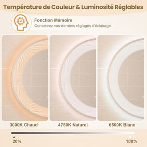 Specchio da bagno Ø 60 cm con motivo LED antiappannamento 3 colori funzione memory display ora temperatura IP44 argento 20_0009757