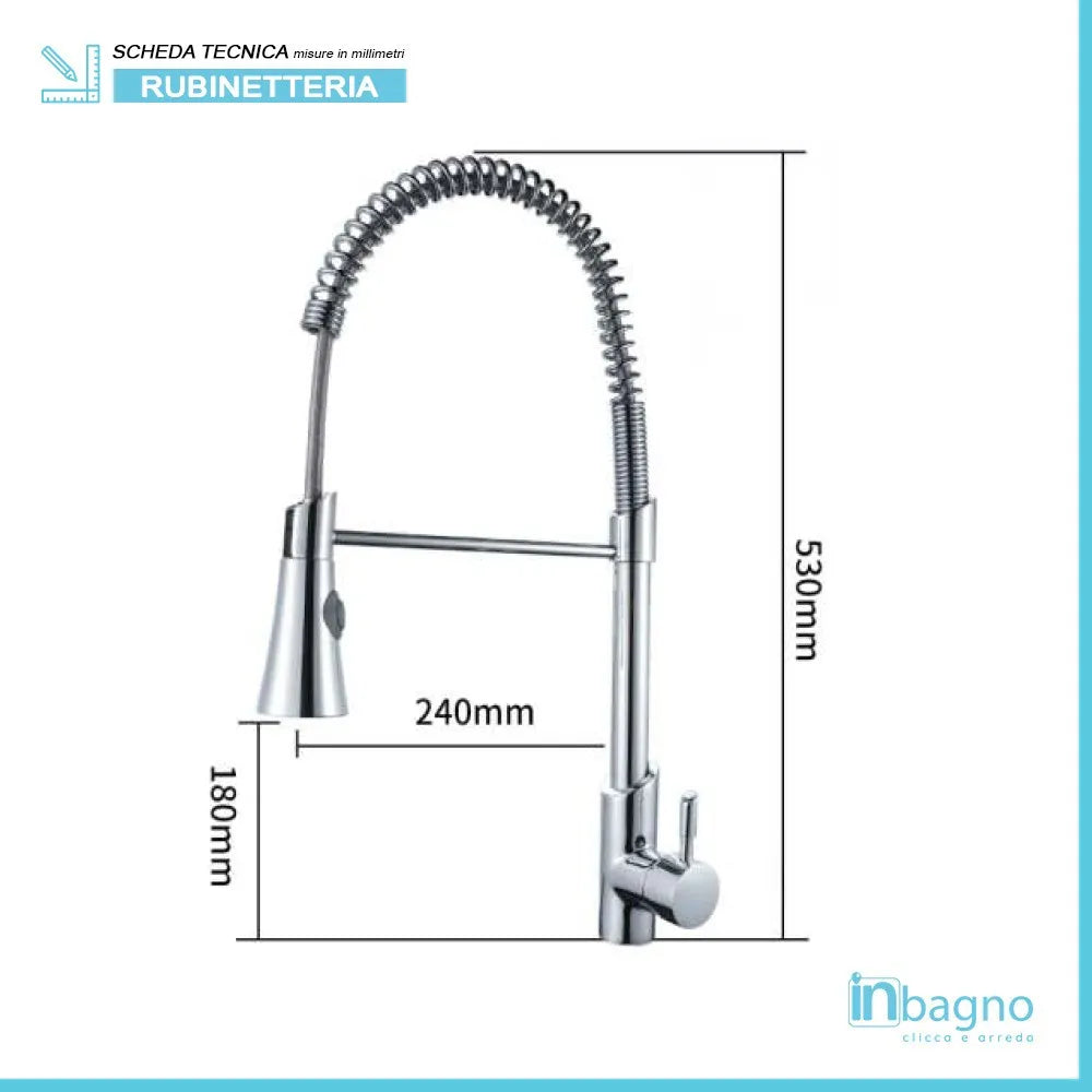 Miscelatore a canna alta per cucina e lavanderia in ottone cromato