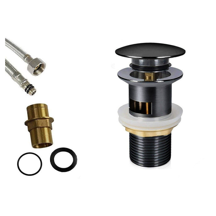 Trade Shop - Miscelatore A Cascata Nero Lavabo Bagno Rubinetto A Canna Bassa Monocomando 87398         