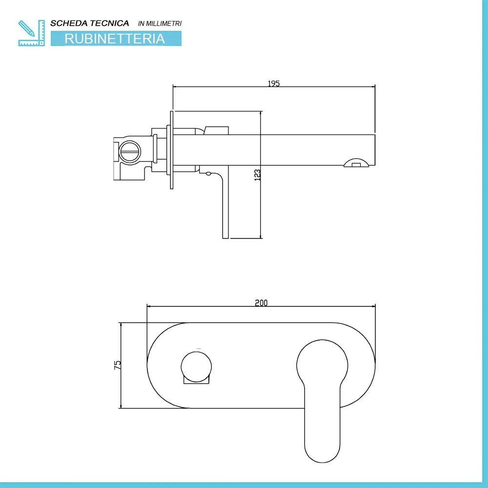 Miscelatore a muro cromato per lavabo serie Paco