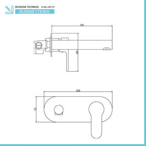 Miscelatore a muro cromato per lavabo serie Paco