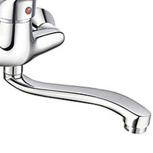 Miscelatore a muro per lavello con canna curva in ottone cromo