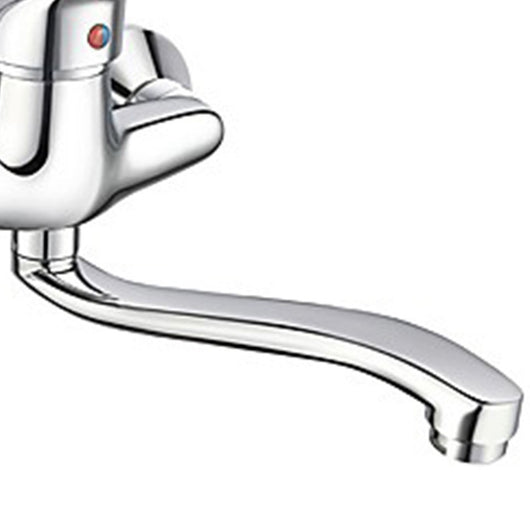 Miscelatore a muro per lavello con canna curva in ottone cromo