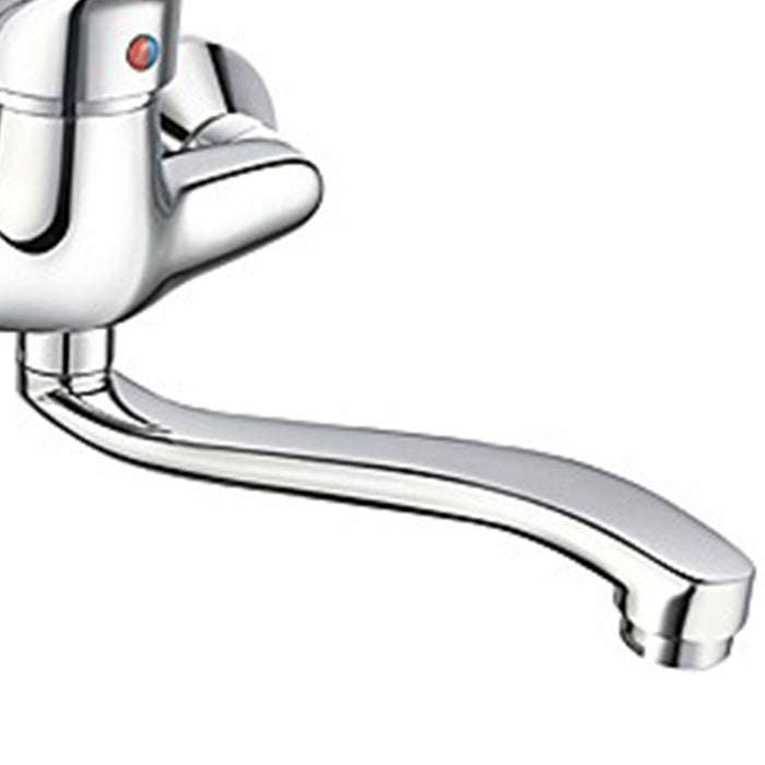 Miscelatore a muro per lavello con canna curva in ottone cromo