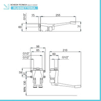 Miscelatore a pedale temporizzato a parete o pavimento MCM in ottone cromo