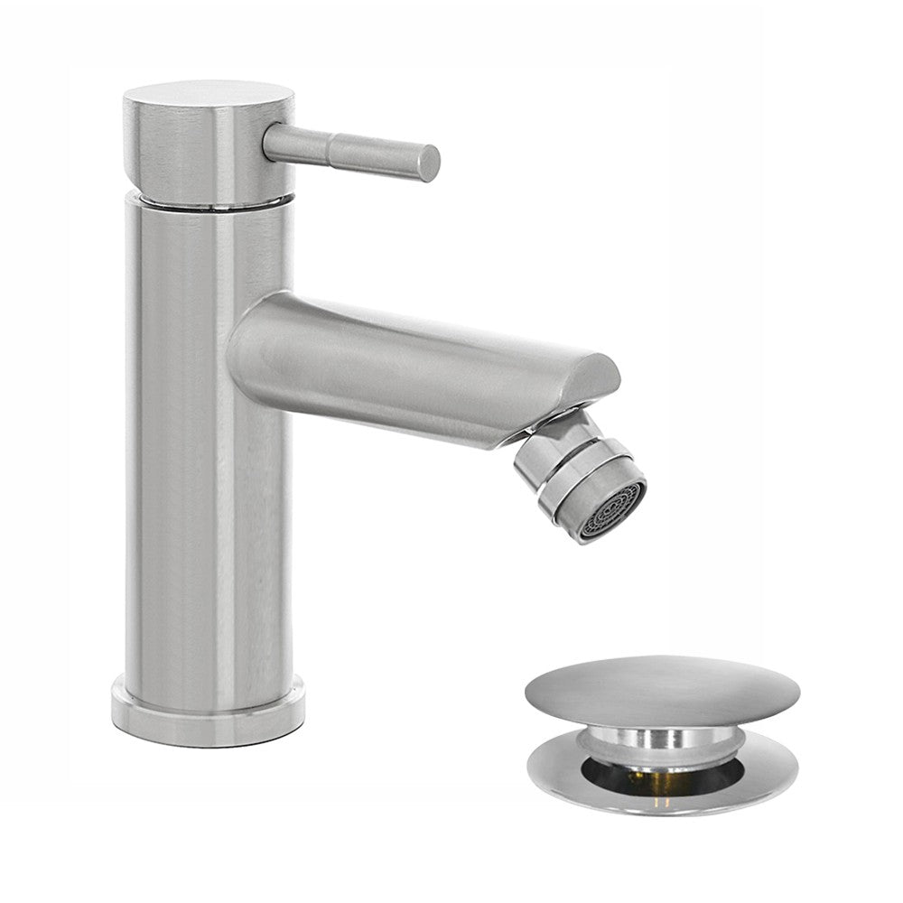 Miscelatore bidet acciaio spazzolato con piletta click-clack  York