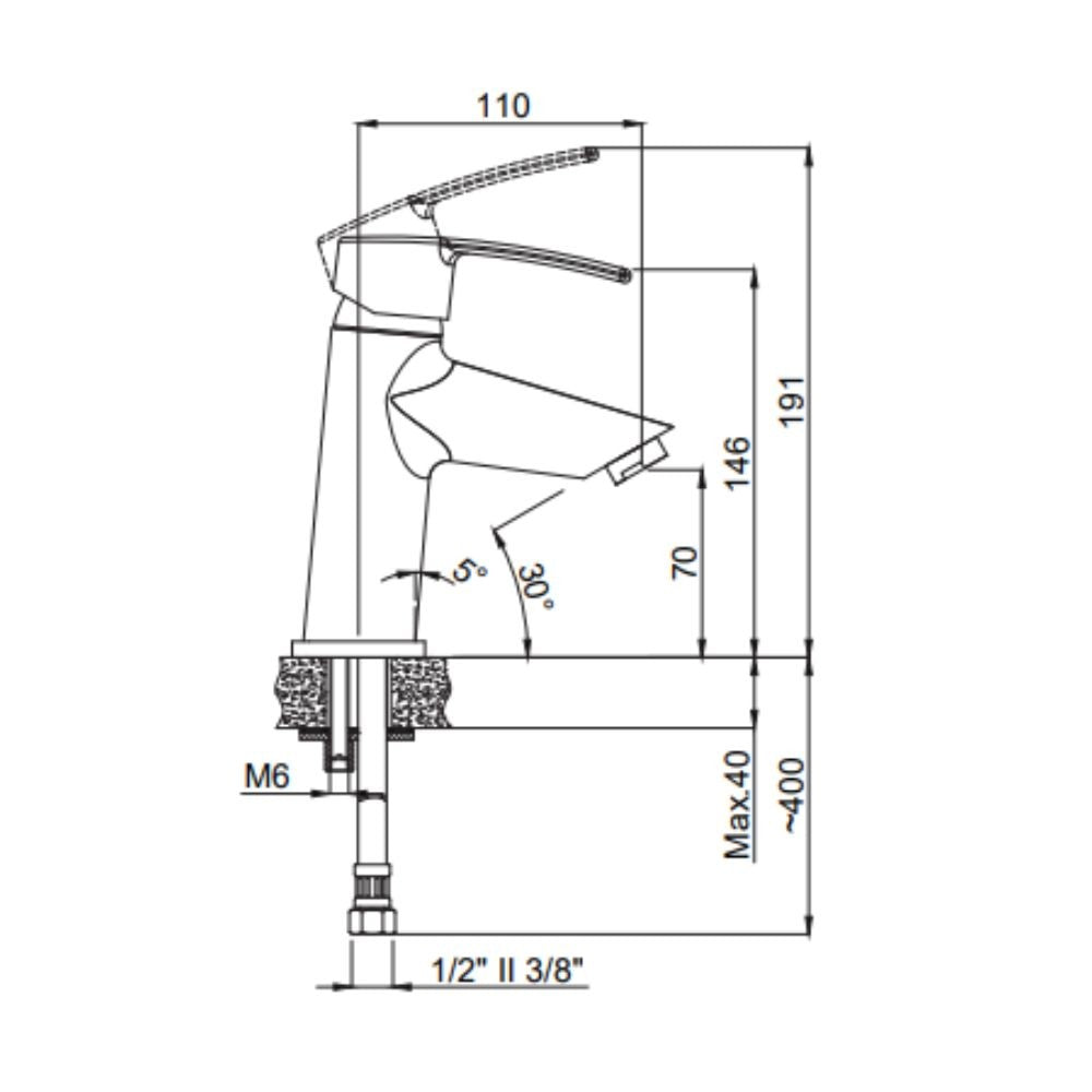 Miscelatore bidet cromato Dynobis con aeratore fisso