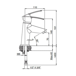 Miscelatore bidet cromato Dynobis con aeratore fisso