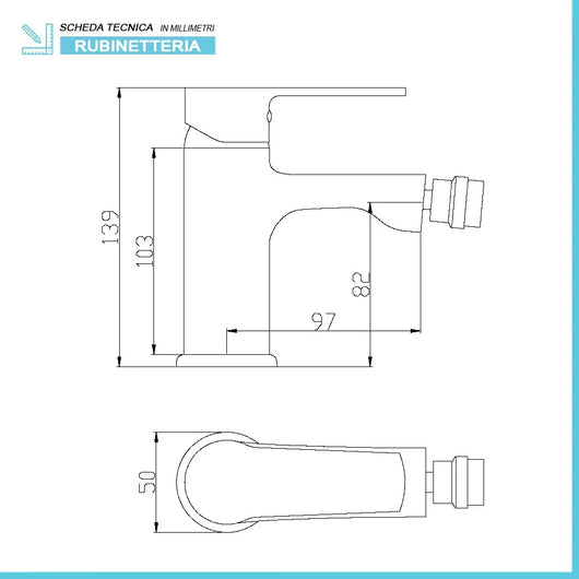 Miscelatore bidet cromato lucido con flessibili e piletta Juliette