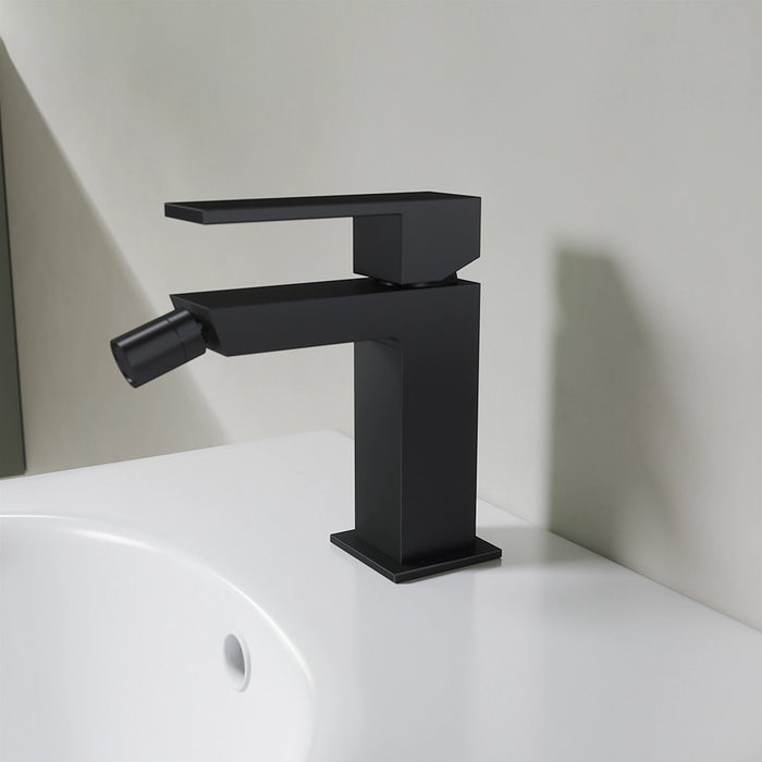 Set miscelatore lavabo ad incasso e bidet ed incasso doccia monocomando in ottone nero opaco | Hedy