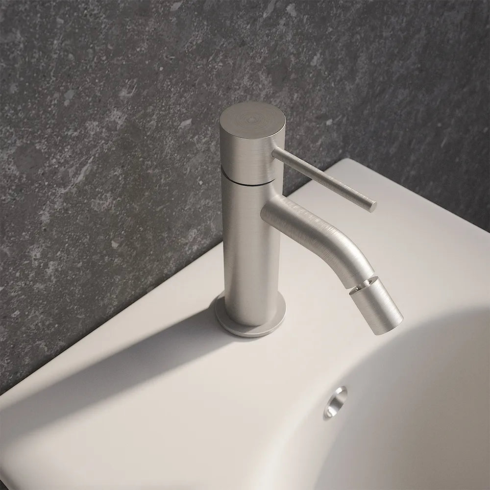 Coppia miscelatori lavabo e bidet senza scarico nickel spazzolato | Katharine