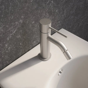 Coppia miscelatori lavabo e bidet senza scarico nickel spazzolato | Katharine