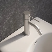 Set miscelatori: lavabo ad incasso, bidet senza scarico ed incasso doccia monocomando nickel spazzolato | Katharine