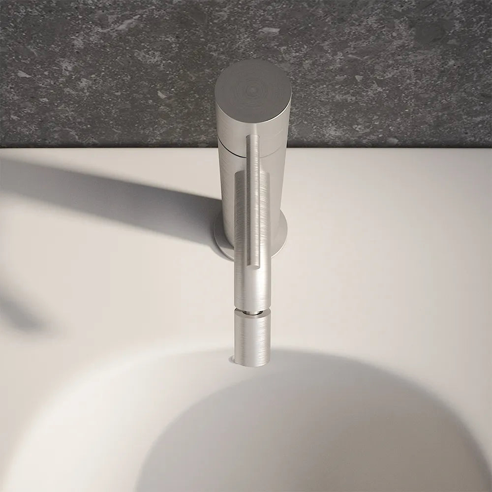 Set miscelatori: lavabo, bidet senza scarico ed incasso doccia monocomando nickel spazzolato | Katharine