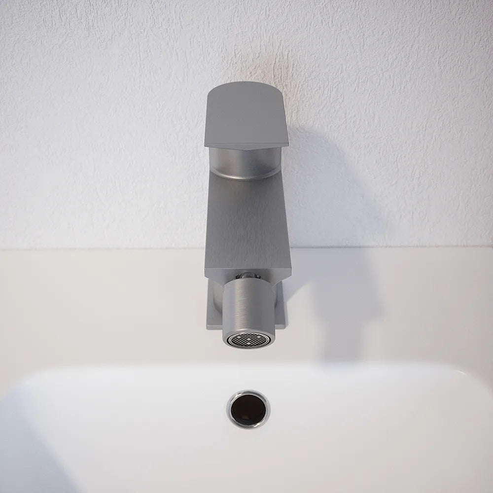 Coppia miscelatori lavabo alto e bidet senza scarico nickel spazzolato | Rita