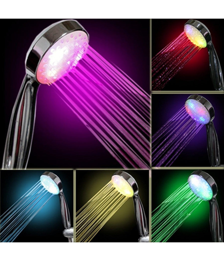 Miscelatore Braccio Doccia Multicolor A Led 7 Colori Cromoterapia Soffione         