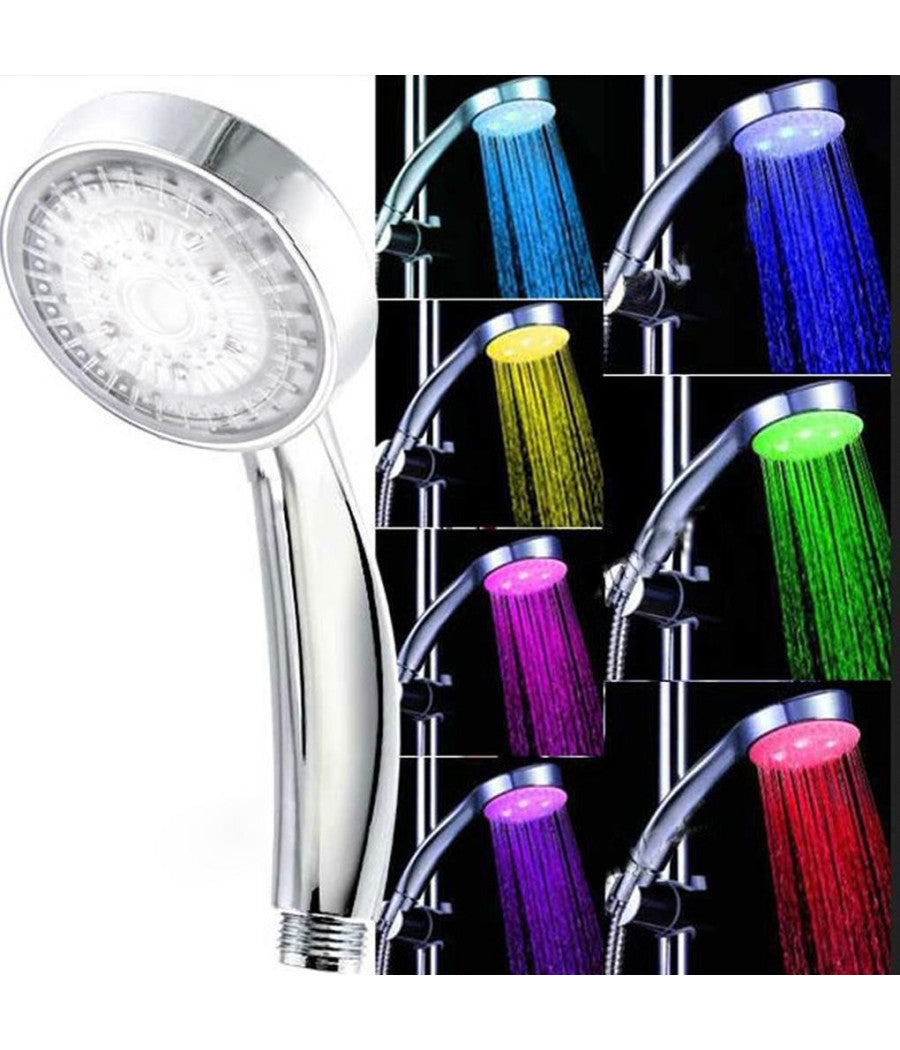 Miscelatore Braccio Doccia Multicolor A Led 7 Colori Cromoterapia Soffione         