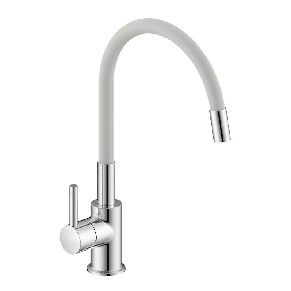 Miscelatore cucina lavello e lavanderia bianco canna alta orientabile snodata Snake