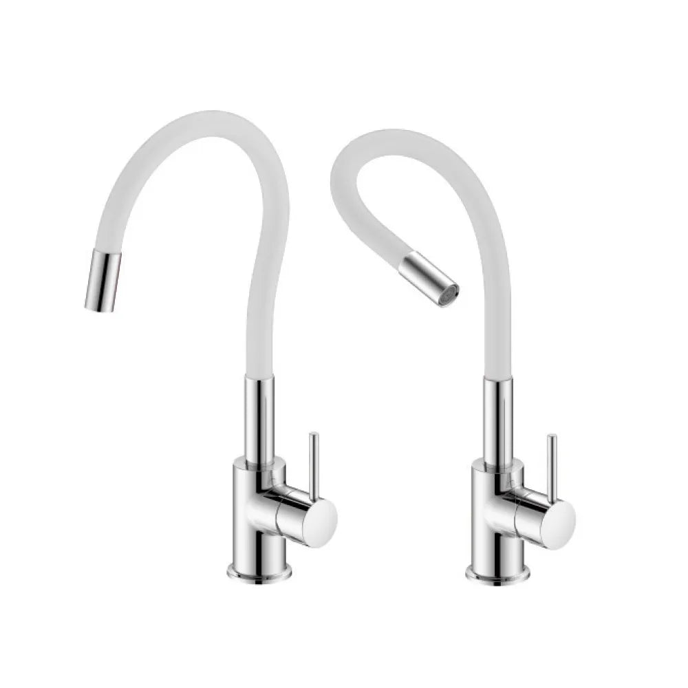 Miscelatore cucina lavello e lavanderia bianco canna alta orientabile snodata Snake