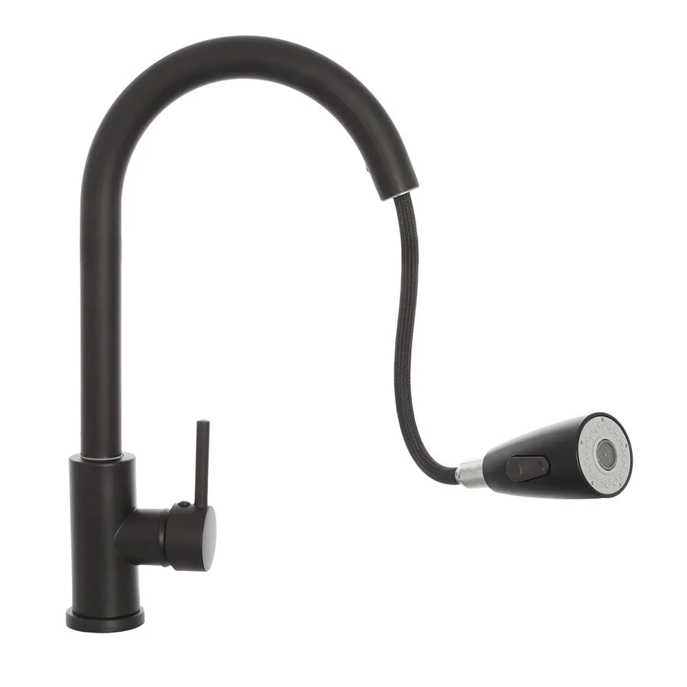 Miscelatore cucina nero opaco in acciaio inox con doccetta estraibile