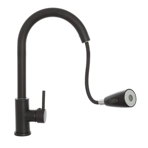 Miscelatore cucina nero opaco in acciaio inox con doccetta estraibile