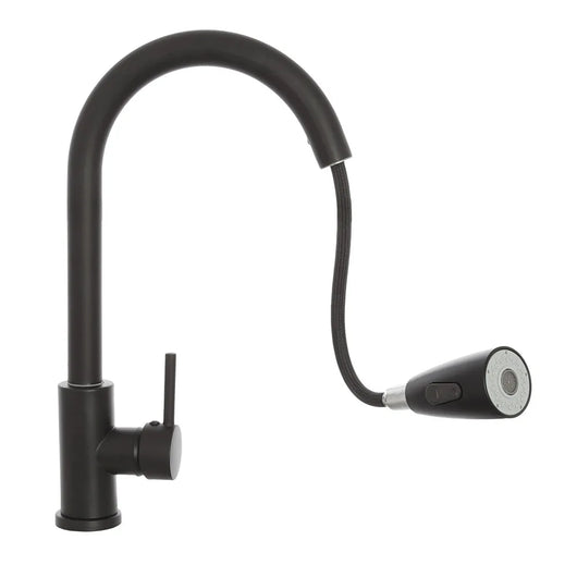Miscelatore cucina nero opaco in acciaio inox con doccetta estraibile