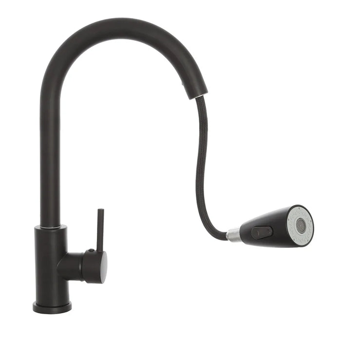 Miscelatore cucina nero opaco in acciaio inox con doccetta estraibile