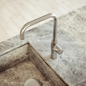 Miscelatore lavello cucina cromato con canna L girevole e leva laterale | Alloro