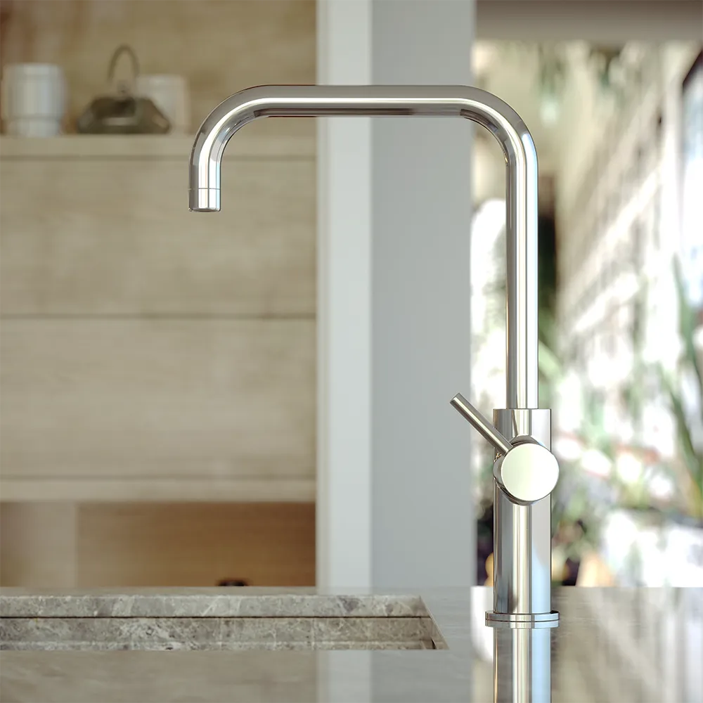 Miscelatore lavello cucina cromato con canna L girevole e leva laterale | Alloro