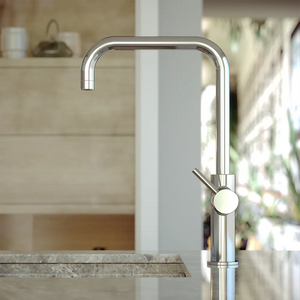 Miscelatore lavello cucina cromato con canna L girevole e leva laterale | Alloro
