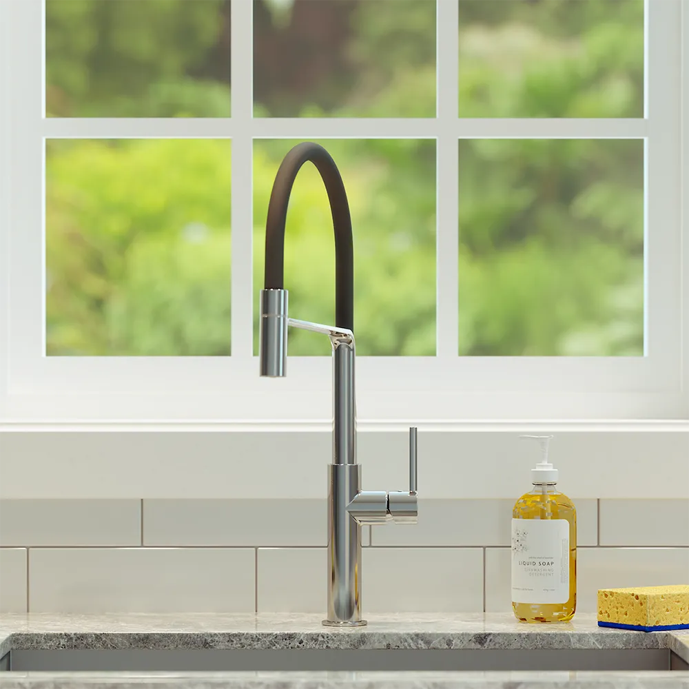 Miscelatore lavello cucina cromato girevole con tubo siliconico estraibile | Chili