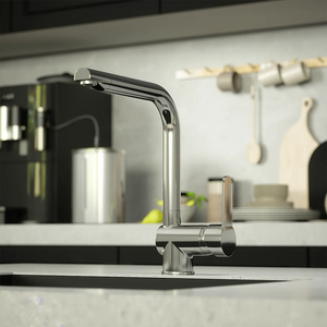 Miscelatore lavello cucina cromato con canna a L girevole | Zafferano