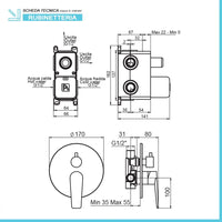 Miscelatore doccia a incasso cromato con deviatore  Cristallo