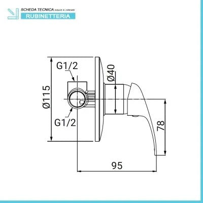 Miscelatore doccia a incasso in ottone cromo Fast