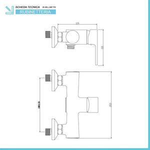 Miscelatore doccia esterno nero opaco con kit doccetta Paco