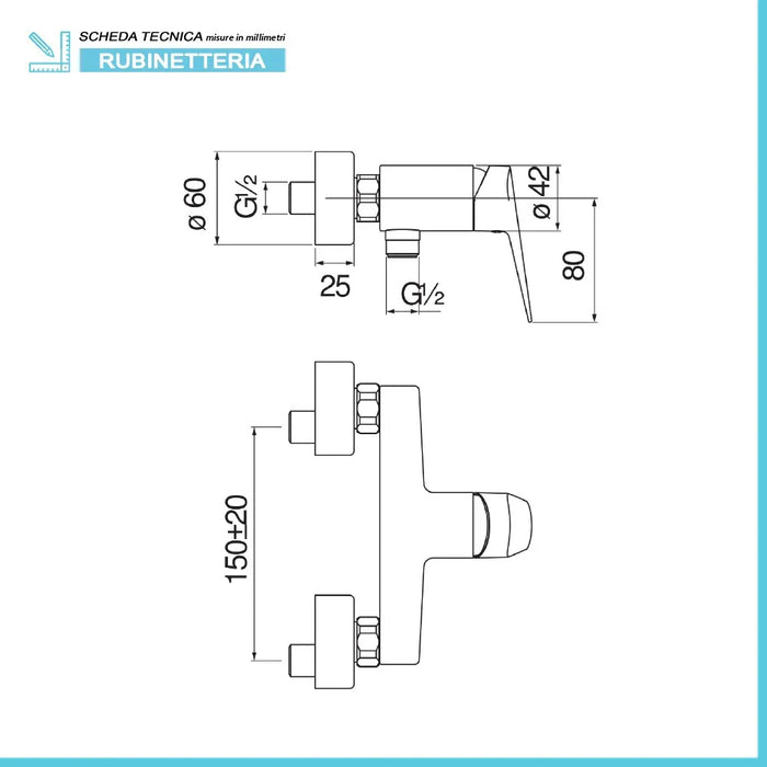 Miscelatore doccia esterno Nobili Hof/Blues cromato