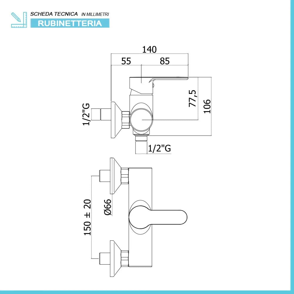 Miscelatore doccia esterno Paffoni Blu in ottone cromo
