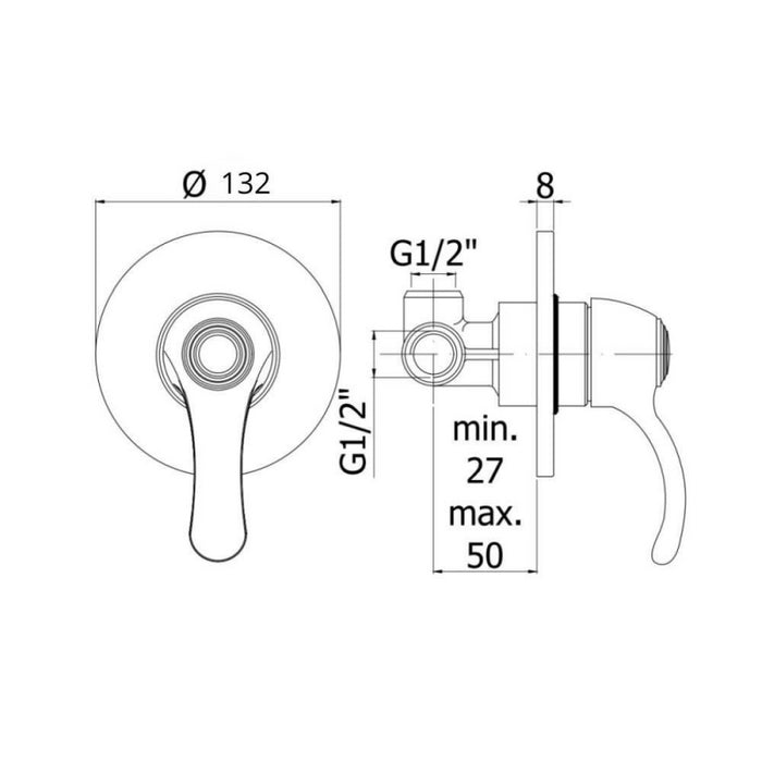 Miscelatore doccia incasso Bologna ottone antico