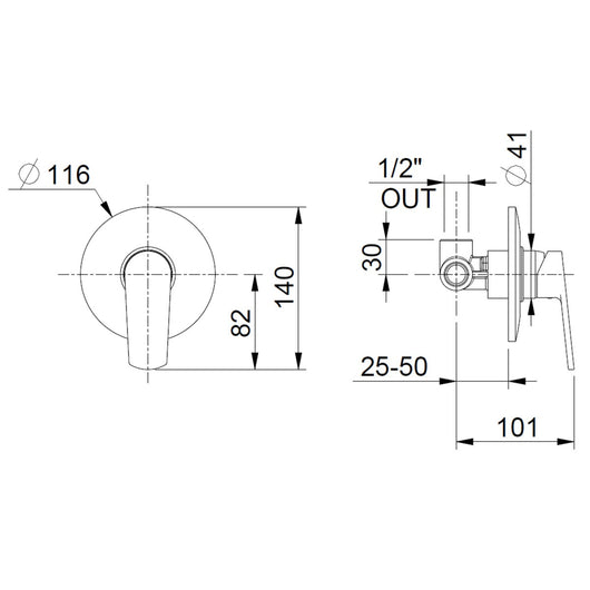 Miscelatore doccia incasso cromato 1 via funky