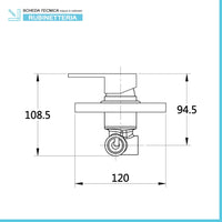 Miscelatore doccia incasso cromato in ottone design squadrato Kubo