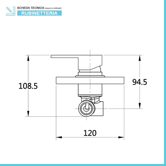 Miscelatore doccia incasso cromato in ottone design squadrato Kubo