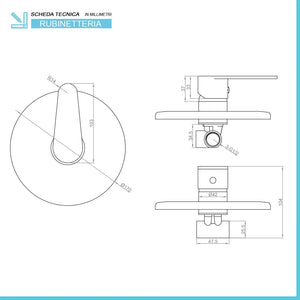 Miscelatore doccia incasso cromato Lizzy in ottone