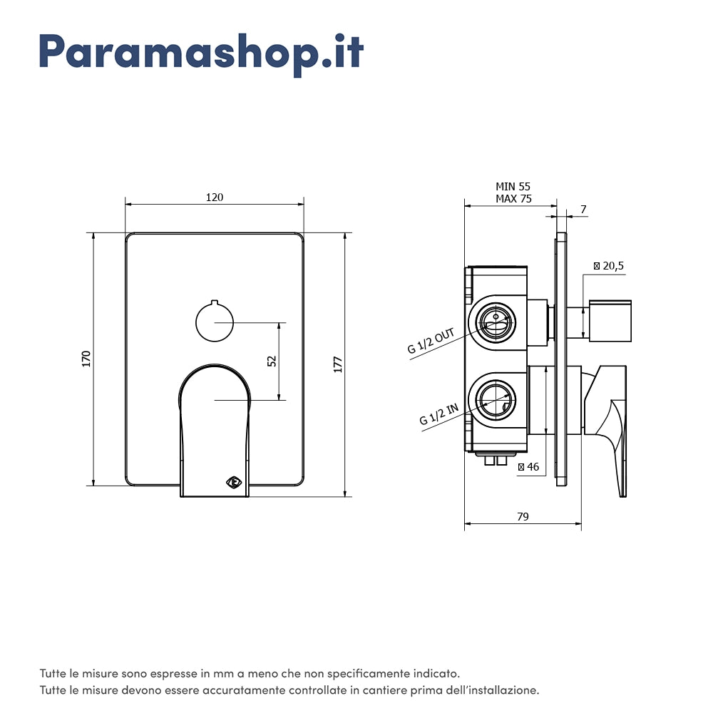 Miscelatore incasso doccia con deviatore nickel spazzolato | Rita
