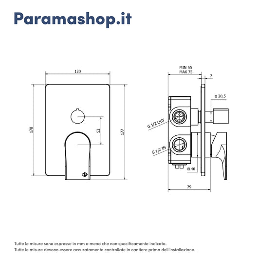 Miscelatore incasso doccia con deviatore nickel spazzolato | Rita