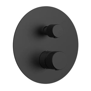 Miscelatore doccia incasso nero opaco con deviatore e manopole zigrinate Gemini