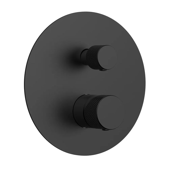 Miscelatore doccia incasso nero opaco con deviatore e manopole zigrinate Gemini