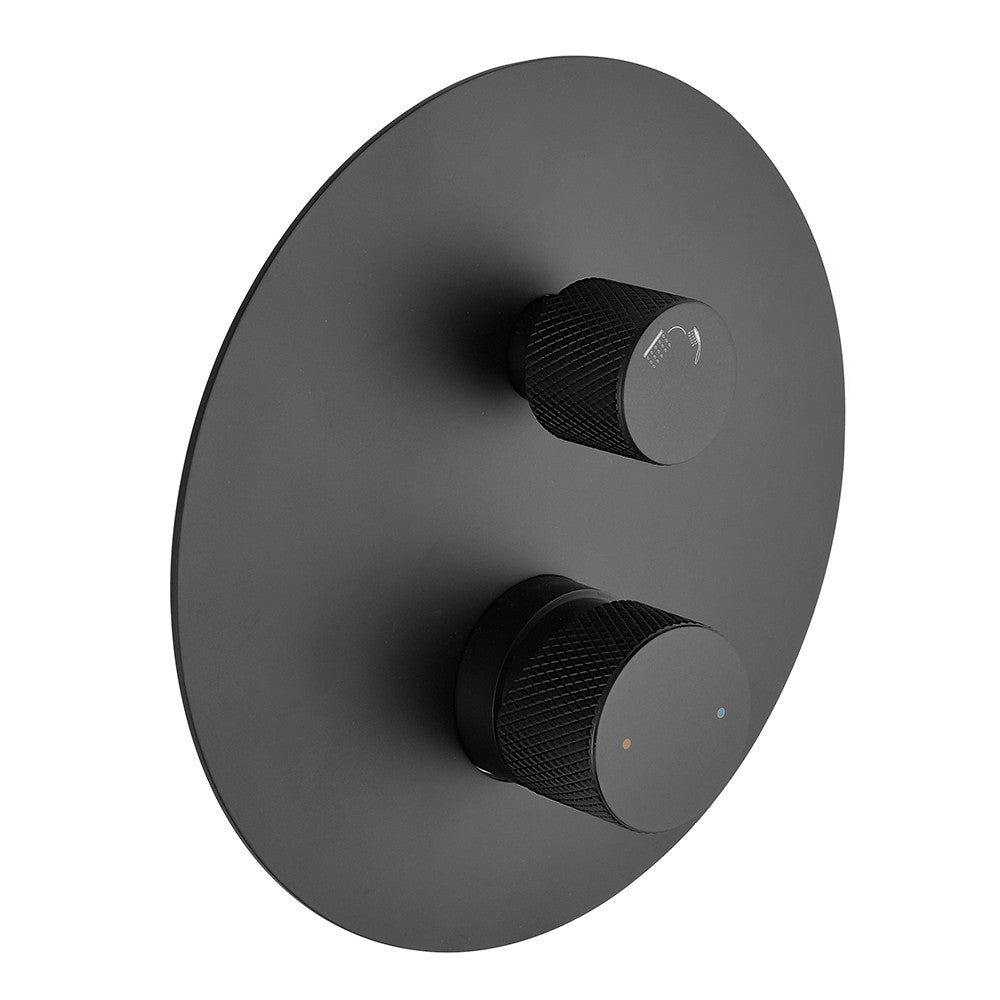 Miscelatore doccia incasso nero opaco con deviatore e manopole zigrinate Gemini