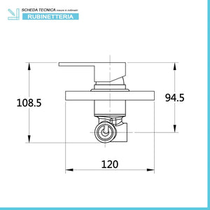 Miscelatore doccia incasso nero opaco in ottone design squadrato Kubo