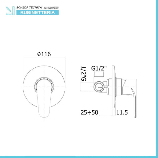 Miscelatore doccia incasso Paffoni Green in ottone cromo