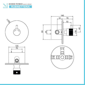 Miscelatore doccia incasso temporizzato a pulsante MCM in ottone cromo